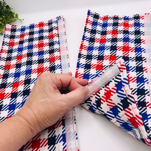 Set of 2 Refrigerator Handle Covers, Reversible, Patriotic Blocks 14x5 - Picture 3 of 3